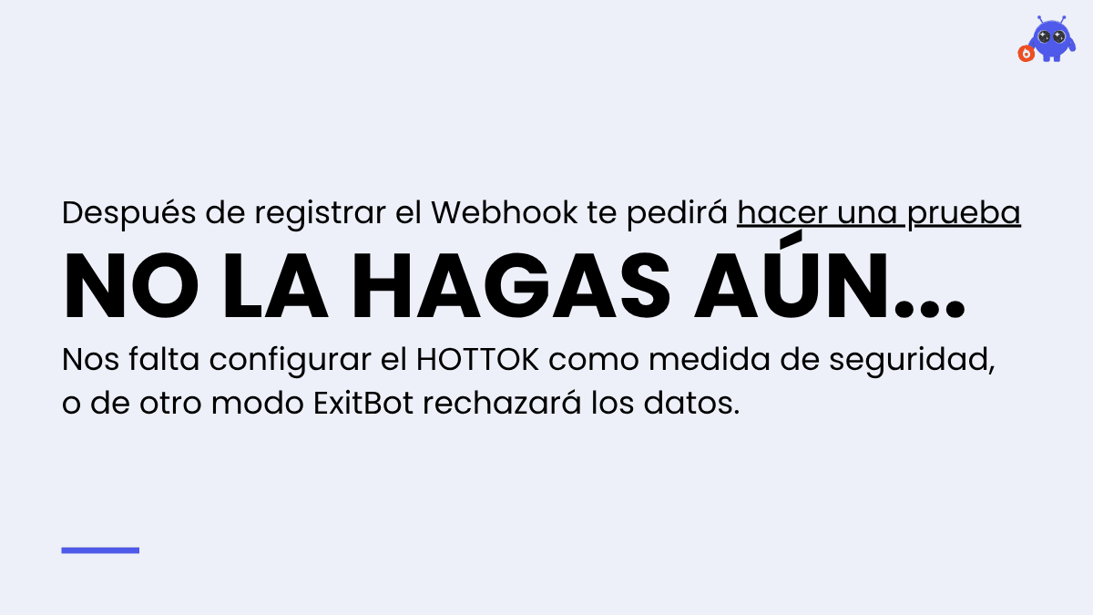 Advertencia sobre configuración de Hottok