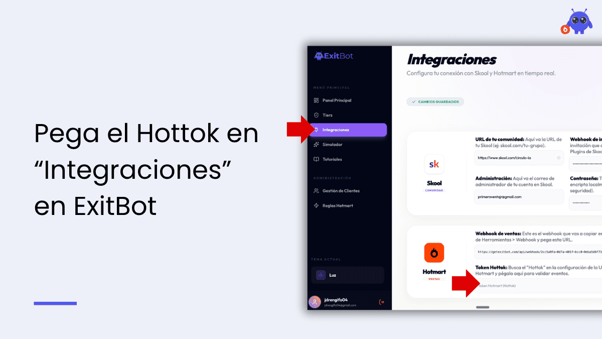 Pagar Hottok en ExitBot
