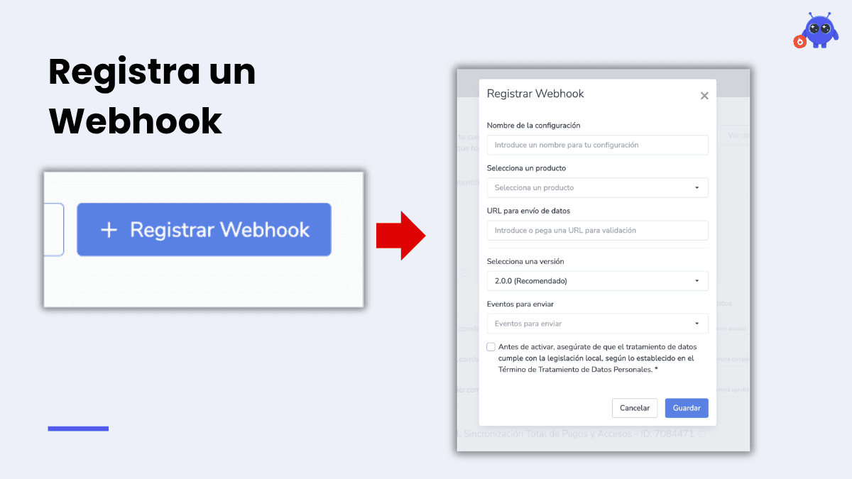 Registrar nuevo Webhook en Hotmart