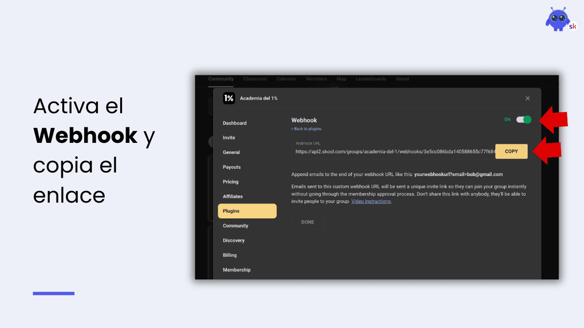 Pegar Webhook en ExitBot