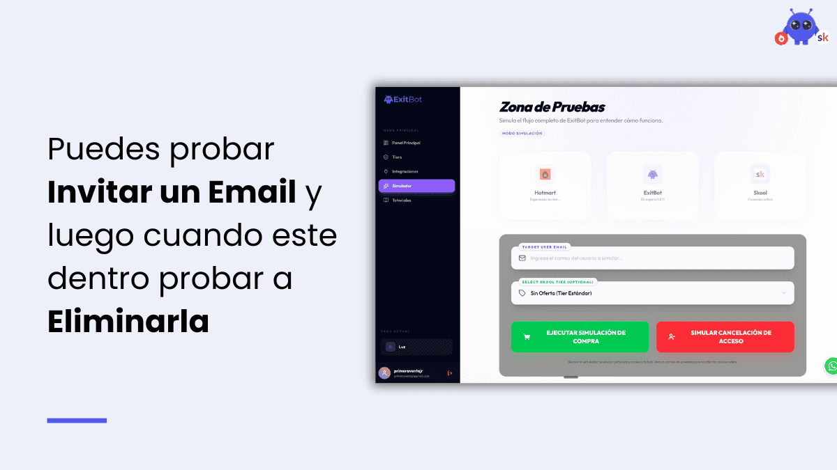 Simular cancelación en el dashboard