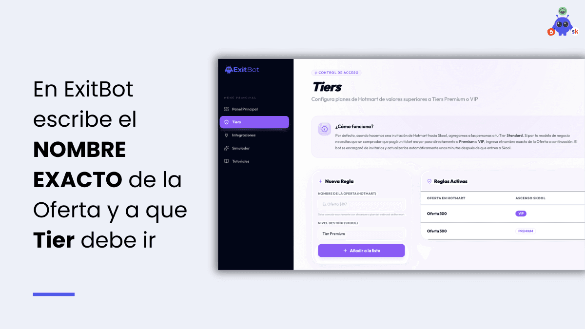 Configuración de mapeo de Tiers
